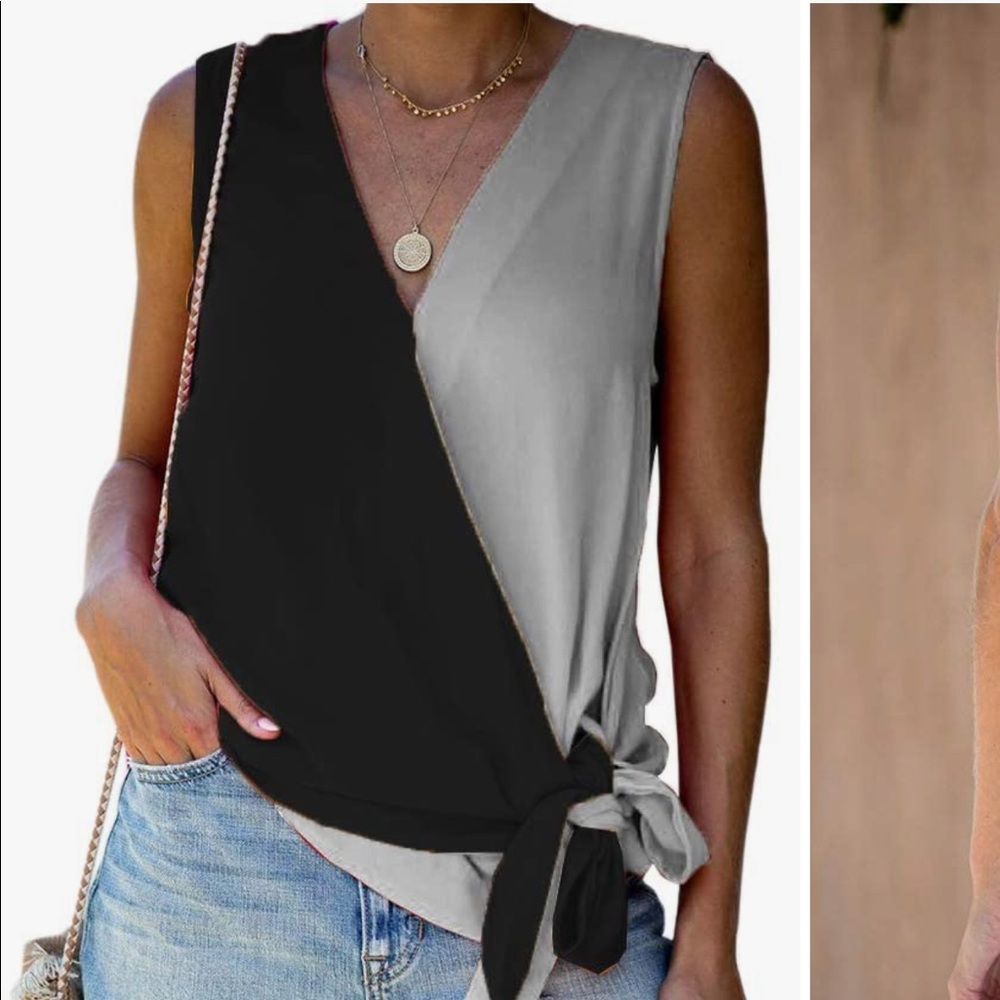 Contract Black & Grey Wrap Tie Tank S